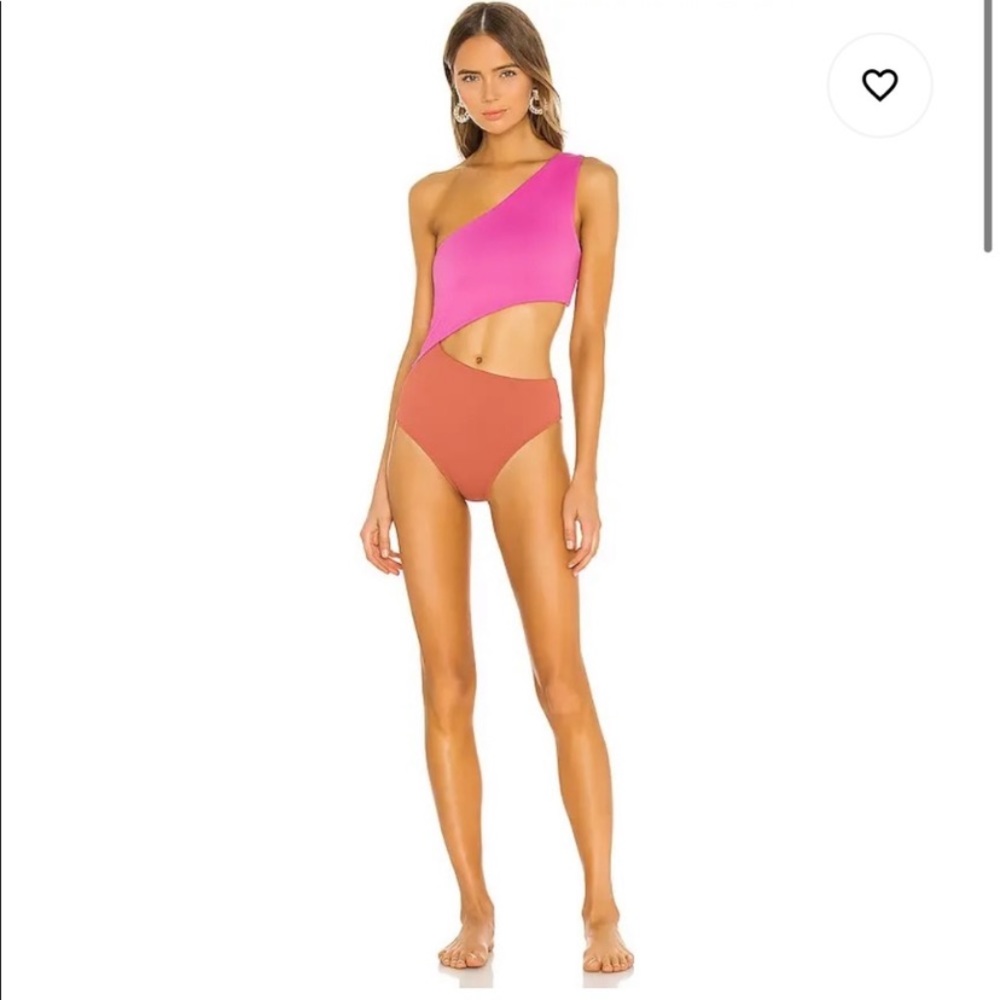 Beach Riot Celine One Piece Swimsuit One Shoulder Waist Cutout Ribbed